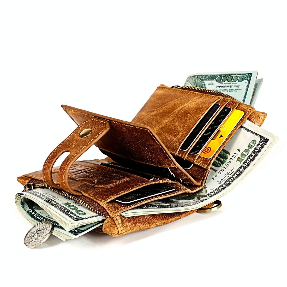 Men Rfid Leather Wallet with Card Slots - Coffee