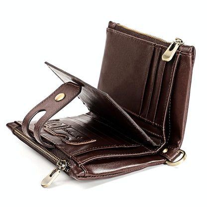 Men Rfid Leather Wallet with Card Slots - Coffee