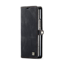 For Samsung Galaxy Z Fold4 5G Vintage Rfid Leather Phone Case - Black