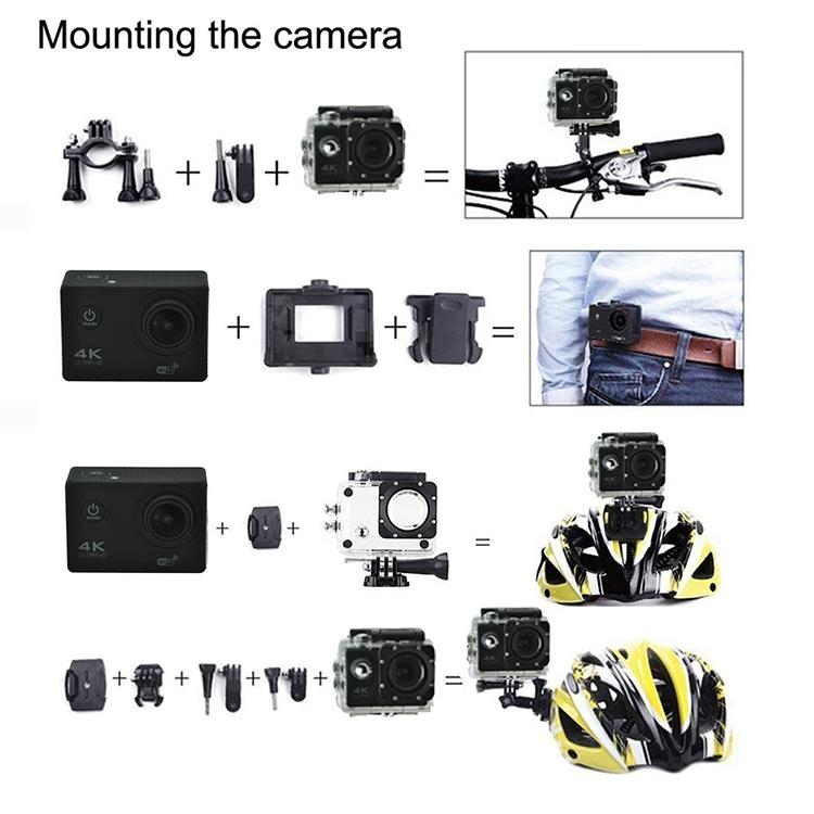 Waterproof 4k Action Camera for Cycling and Diving - Silver Grey