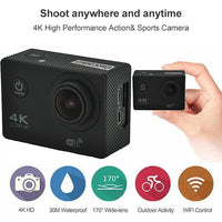 Waterproof 4k Action Camera for Cycling and Diving - Silver Grey