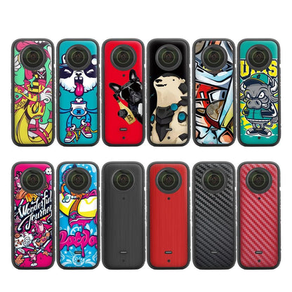 Protective Film Stickers for Dji Insta360 X3 Panoramic Camera - Graffiti + Carbon Pattern Black