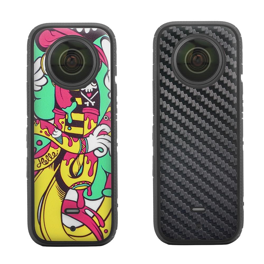 Protective Film Stickers for Dji Insta360 X3 Panoramic Camera - Graffiti + Carbon Pattern Black