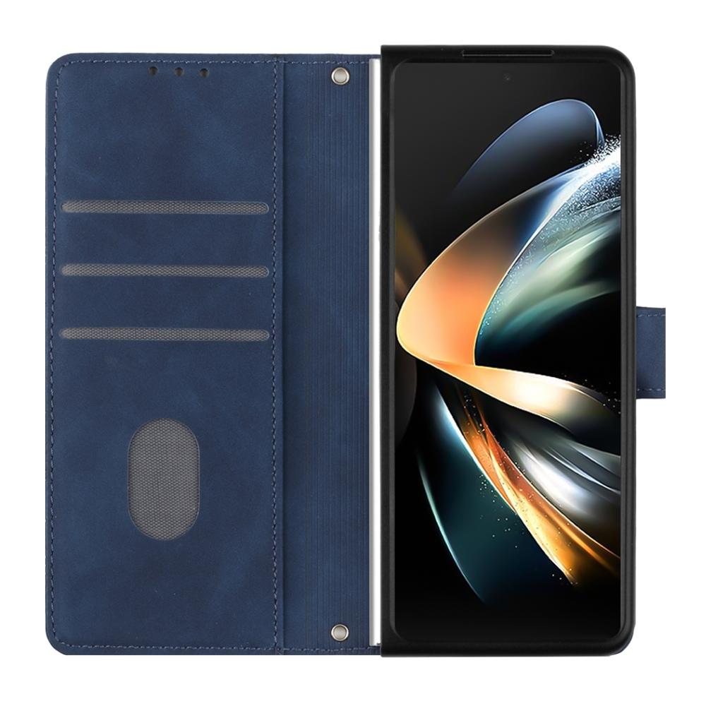 For Samsung Galaxy z Fold4 5G Embossed Leather Flip Crossbody Phone Case - 3d Design - Black