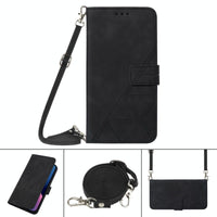 For Samsung Galaxy z Fold4 5G Embossed Leather Flip Crossbody Phone Case - 3d Design - Black