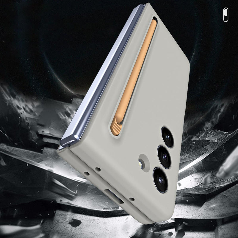 For Samsung Galaxy Z Fold4 5G Enhanced Shockproof Phone Case - Pen Design - Dark Grey