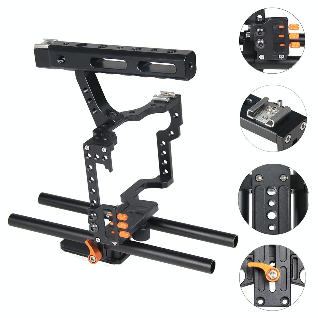 Video Camera Cage Stabilizer For Panasonic Lumix Dmc-Gh4 / Sony A7 Series - Orange