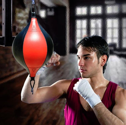 Adult Hanging Speed Ball For Boxing Fitness - Free Punching Bag - Pear Shape Black & White