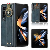 For Samsung Galaxy z Fold4 5G Leather Wristband Phone Case - Back Cover - Brown
