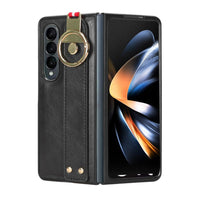 For Samsung Galaxy z Fold4 5G Leather Wristband Phone Case - Back Cover - Brown