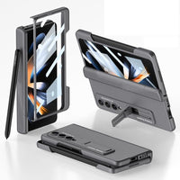 For Samsung Galaxy Z Fold4 5G Foldable Phone Case With Magnetic Closure And Pen Slot - Compact And Convenient - Grey