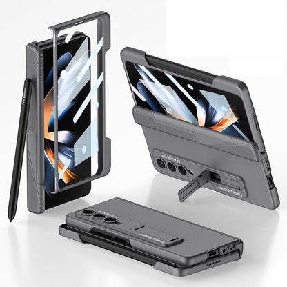For Samsung Galaxy Z Fold4 5G Foldable Phone Case With Magnetic Closure And Pen Slot - Compact And Convenient - Grey