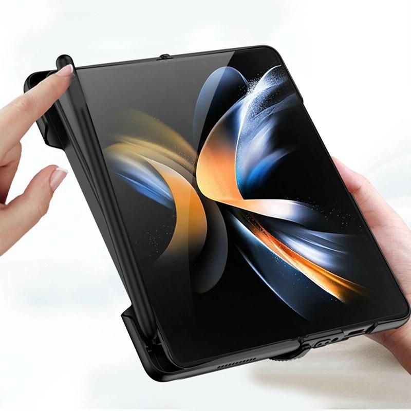 For Samsung Galaxy Z Fold4 5G Foldable Phone Case With Magnetic Closure And Pen Slot - Compact And Convenient - Grey