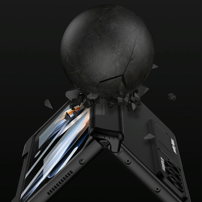 For Samsung Galaxy Z Fold4 5G Foldable Phone Case With Magnetic Closure And Pen Slot - Compact And Convenient - Grey