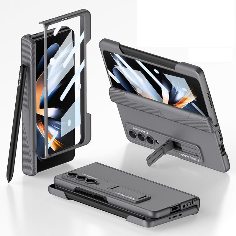 For Samsung Galaxy Z Fold4 5G Foldable Phone Case With Magnetic Closure And Pen Slot - Compact And Convenient - Grey