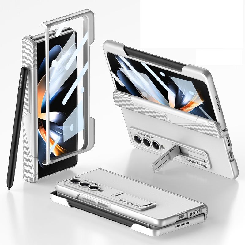 For Samsung Galaxy Z Fold4 5G Foldable Phone Case With Magnetic Closure And Pen Slot - Compact And Convenient - Grey