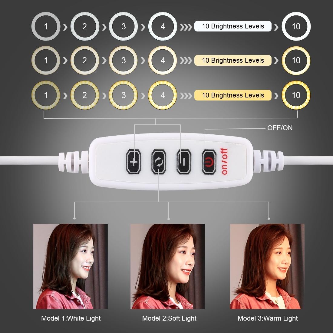 6.2 Led Ring Light with Usb 3 Modes Dimmable Cold Shoe Tripod Mount - Pink