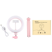 7.9 Led Ring Light with Tripod and Phone Clamp - 3 Modes Dimmable Dual Colour Temperature - Pink