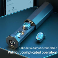 True Wireless Bluetooth Earphones with Digital Display and Charging Box - Pink