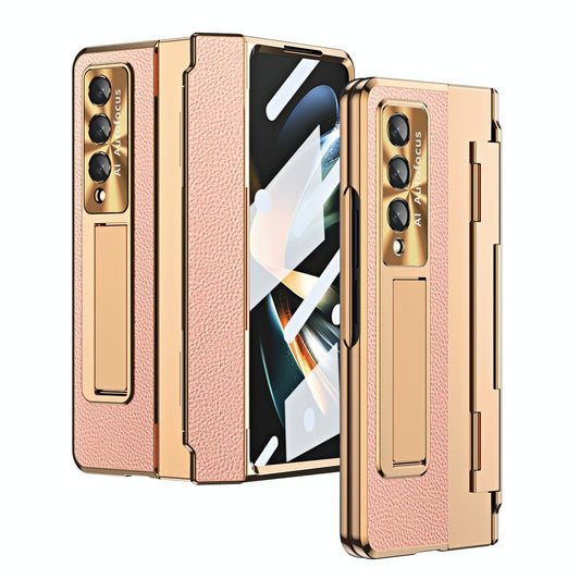 For Samsung Galaxy z Fold4 5G Full Coverage Phone Case with Hinge - Integrated Design - Gold + Black