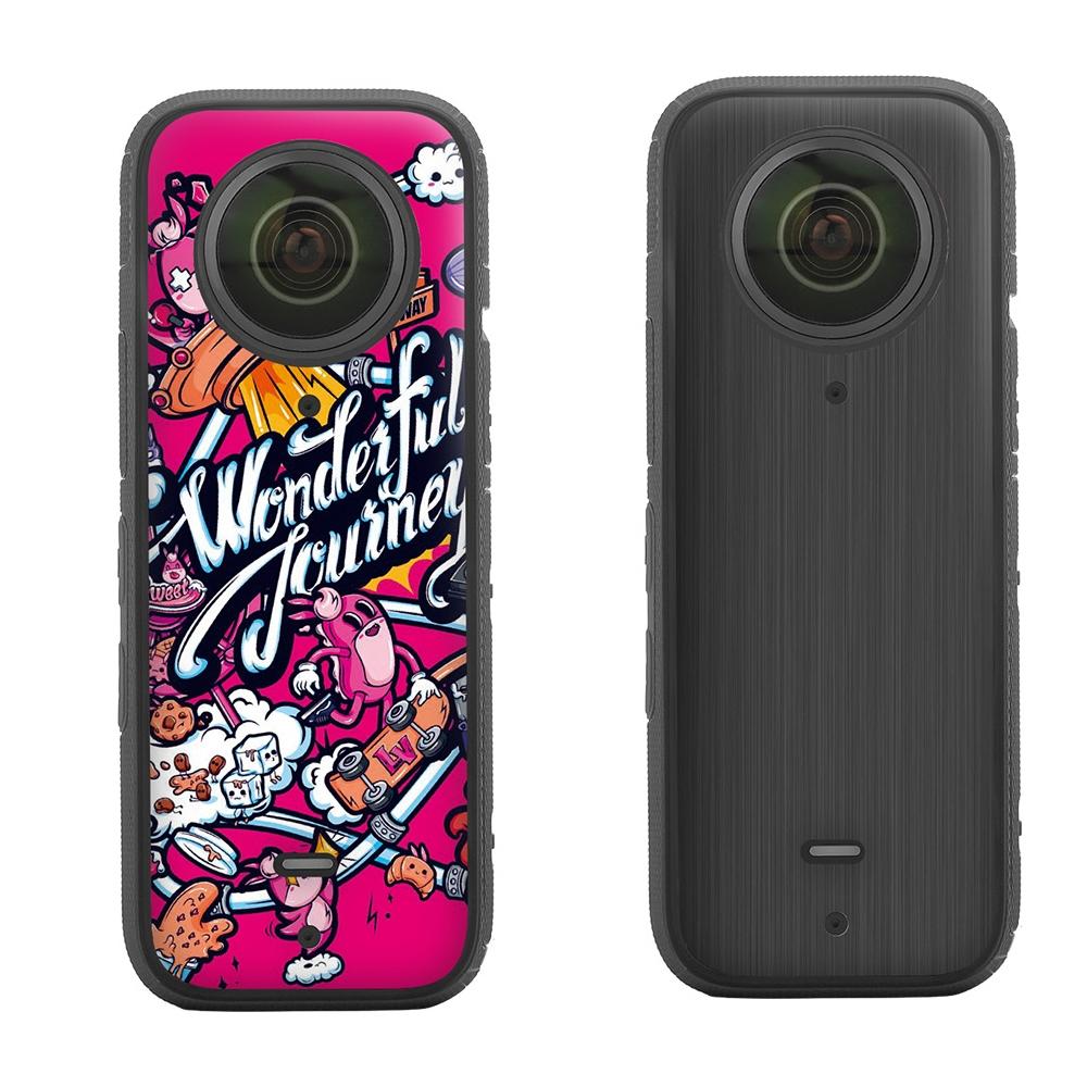 Protective Film Stickers for Dji Insta360 X3 Panoramic Camera - Hip -Hop + Carbon Pattern Black