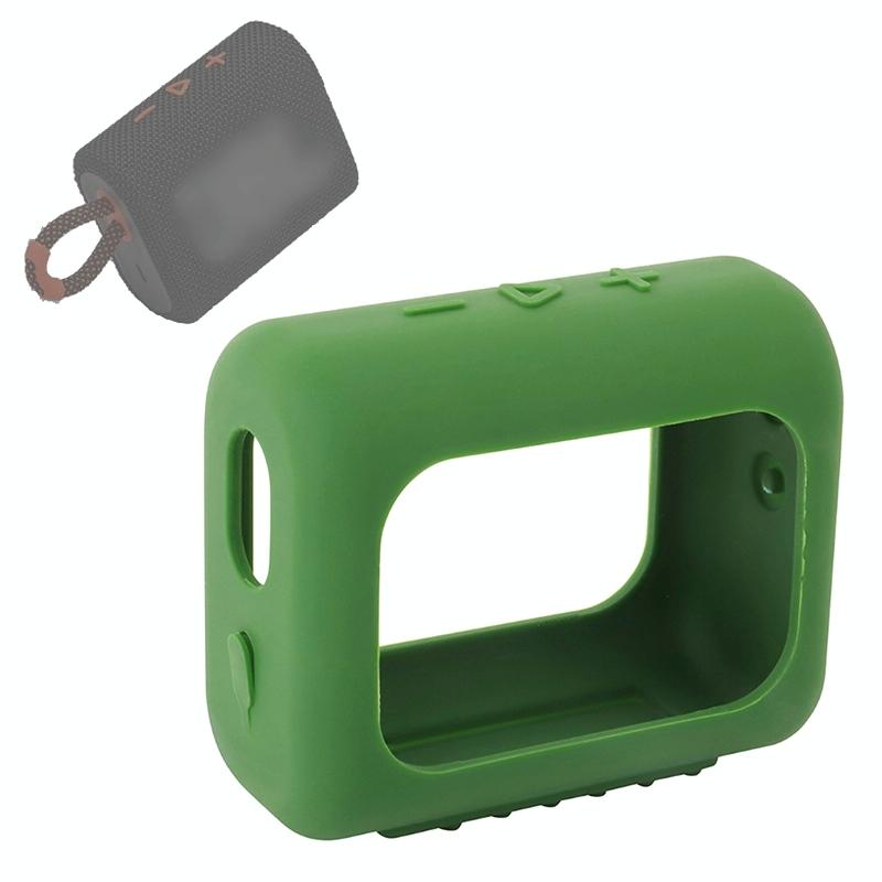 Portable Silicone Cover for Jbl Go3 Speaker with Carabiner - Army Green