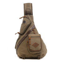 Multi Function Canvas Chest Bag Shoulder Messenger Crossby Bag - Army Green
