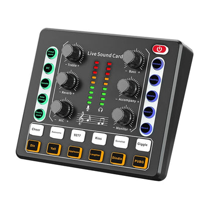 Vibe Geeks Noise Reduction Sound Card Digital Audio Mixer for Live Streaming-typec Rechargeable - Black