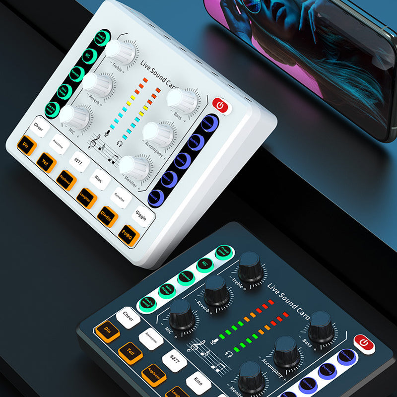 Vibe Geeks Noise Reduction Sound Card Digital Audio Mixer for Live Streaming-typec Rechargeable - Black