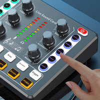 Vibe Geeks Noise Reduction Sound Card Digital Audio Mixer for Live Streaming-typec Rechargeable - Black