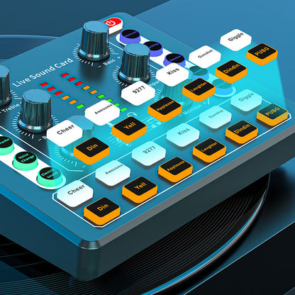 Vibe Geeks Noise Reduction Sound Card Digital Audio Mixer for Live Streaming-typec Rechargeable - Black