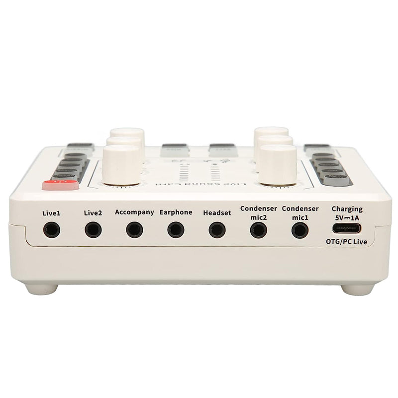 Vibe Geeks Noise Reduction Sound Card Digital Audio Mixer for Live Streaming-typec Rechargeable - White