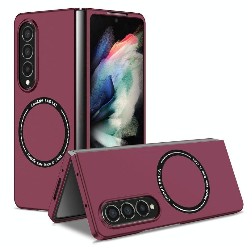 For Samsung Galaxy Z Fold4 5G Secure & Portable Magnetic Folding Case - Purple