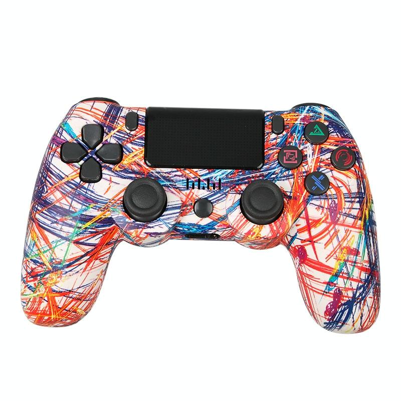 Wireless Bluetooth Game Controller for Ps4 with Dual Vibration and Light Strip - Fire Ghost