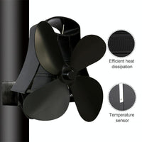 4-blade Heat Powered Fireplace Stove Fan - Aluminum - Gold