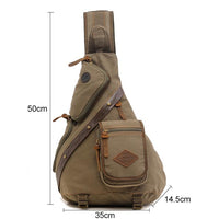 Multi Function Canvas Chest Bag Shoulder Messenger Crossby Bag - Khaki