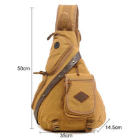 Multi Function Canvas Chest Bag Shoulder Messenger Crossby Bag - Khaki