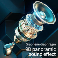 True Wireless Bluetooth Earphones with Digital Display and Charging Box - Blue