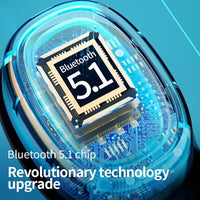 True Wireless Bluetooth Earphones with Digital Display and Charging Box - Blue
