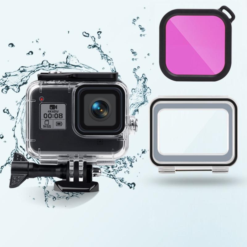 Waterproof Case For Gopro Hero8 With Touch Back Cover And Colour Lens Filter - 45M