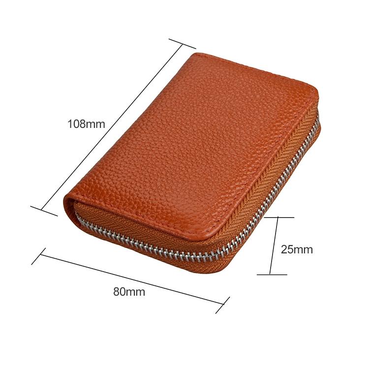 Anti-magnetic Rfid Leather Zip Wallet - Zipper Closure - Rose Red