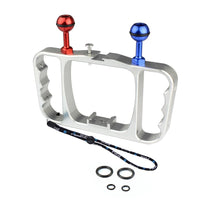 Aluminum Dual Handheld Diving Light Arm Mount for Action Cameras - Silver