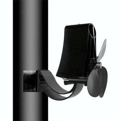 4-blade Heat Powered Fireplace Stove Fan - Aluminum - Silver