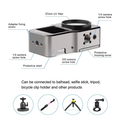 Aluminum Cage for Dji Action 2 - Cnc Alloy - Titanium Color