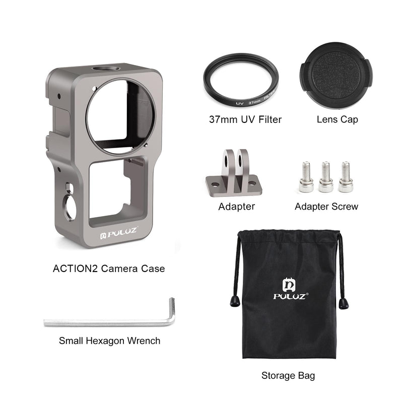 Aluminum Cage for Dji Action 2 - Cnc Alloy - Titanium Color