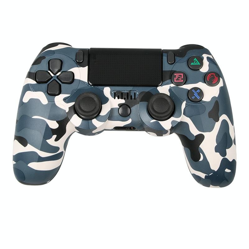 Wireless Bluetooth Game Controller for Ps4 with Dual Vibration and Light Strip - Camouflage Blue
