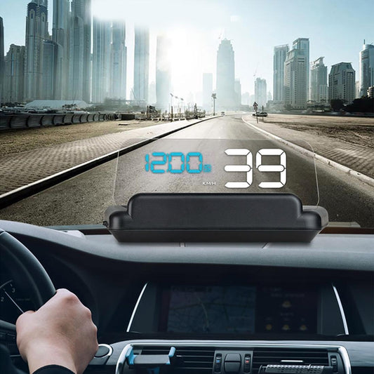 Virtual Hd Reflection Board Car Gps Hud Speed & Distance Display Over / Under Speed & Voltage Alarm Fatigue Driving - White