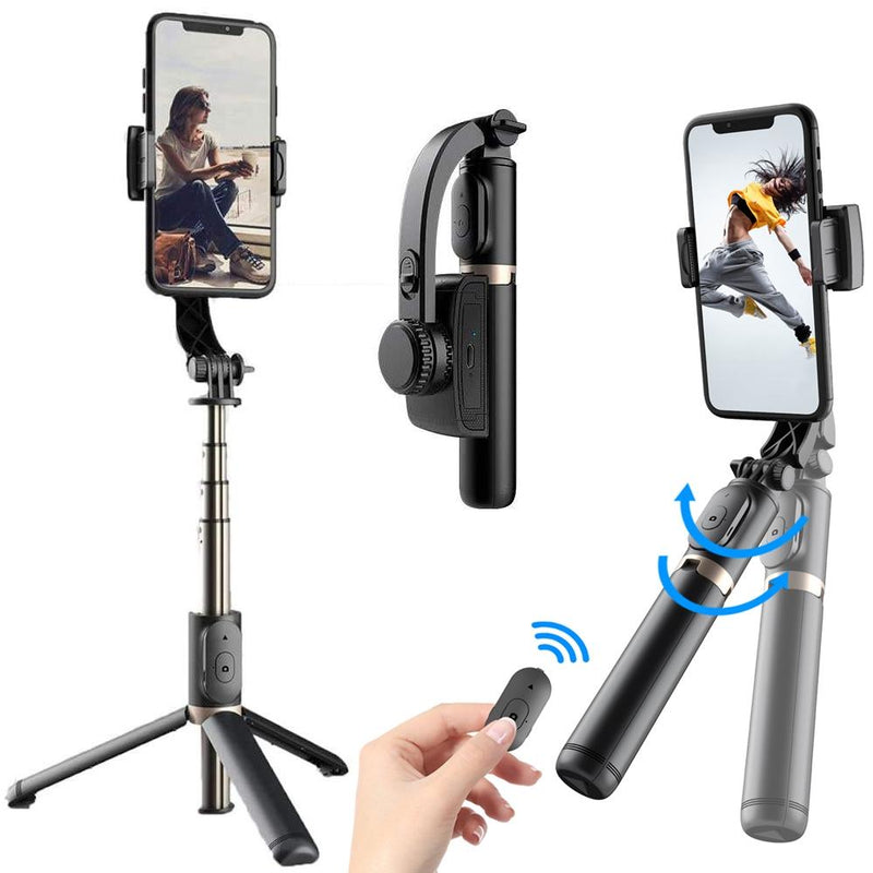 Bluetooth Gimbal Stabilizer with Remote and Tripod - White