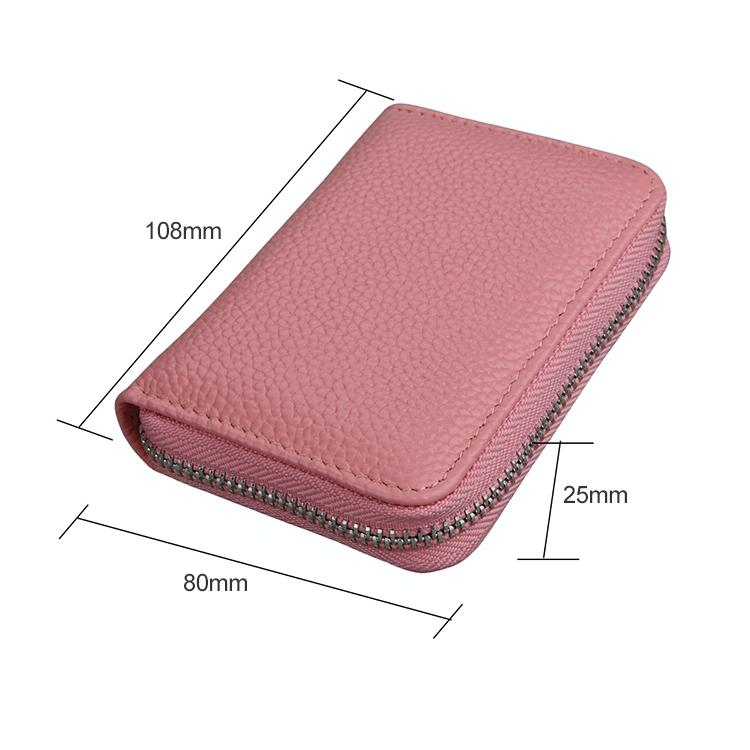 Anti-magnetic Rfid Leather Zip Wallet - Zipper Closure - Brown
