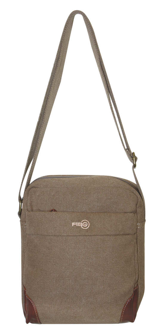 FIB Explorer Canvas Cross Body Travel Bag - Khaki